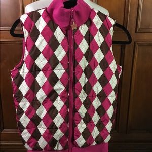 Lasenza Girl Vest Puffer Argyle Pink Brown White S